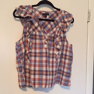 J. Crew Ruffle Top in Vintage Plaid